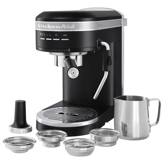 "Artisan" elektrisk espressomaskin, 1470W, "Cast Iron Black" färg - KitchenAid varumärke