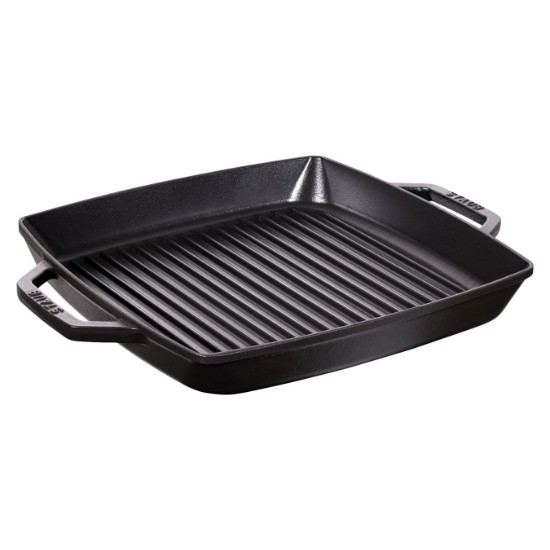 Firkantet grillpande, støbejern, 33 cm, Black - Staub