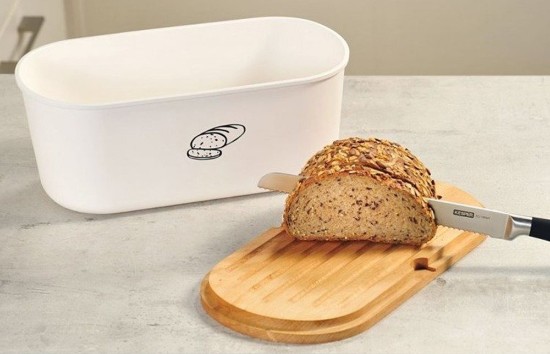 Bread box, 33.5 x 18 cm, melamine, White - Kesper