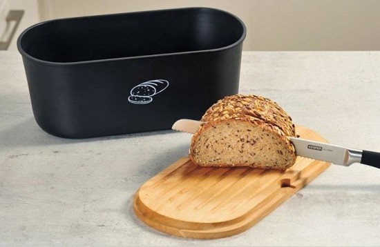 Bread box, 33.5 x 18 cm, melamine, Black - Kesper