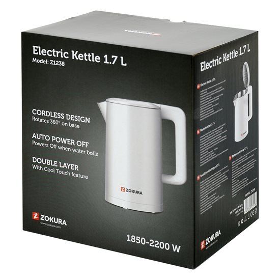 Electric kettle, 1.7 L, 2200 W, 5 preset temperatures - Zokura