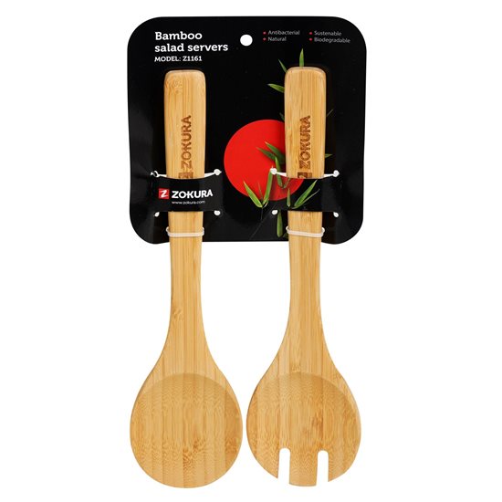 2 parçalı salata servis kaşığı seti, 30,5 cm, bambu - Zokura