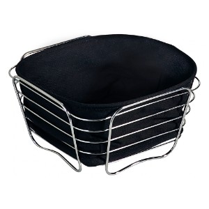 Bread basket, chrome-plated metal, 21 x 21 cm, Black - Kesper