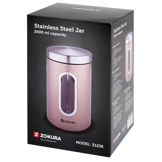 Jar, 2600 ml, stainless steel - Zokura