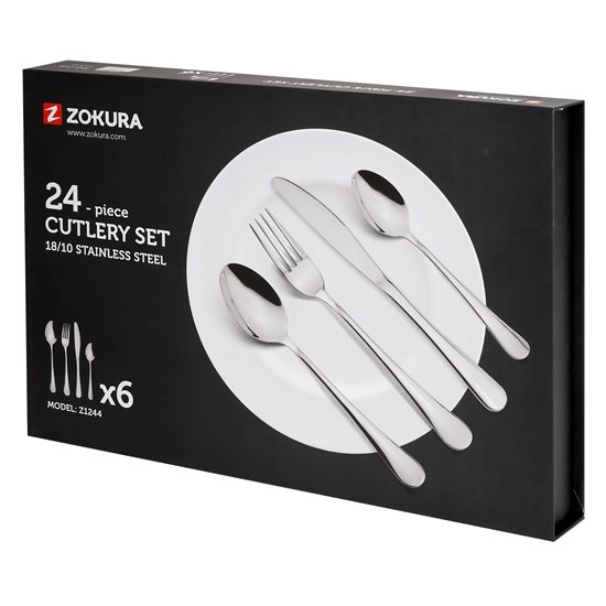 24 részes evőeszköz készlet, rozsdamentes acél - Zokura