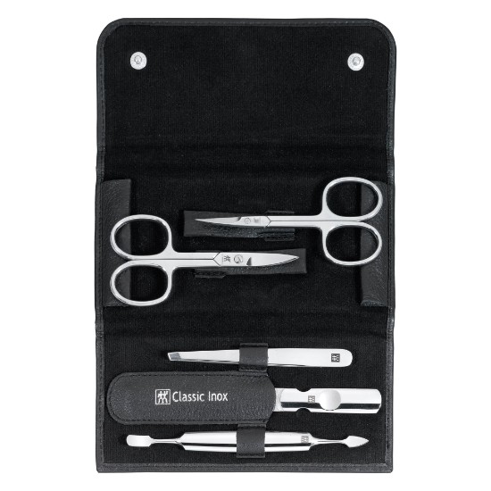 Set de manucure 5 pièces, portefeuille en cuir noir - Zwilling Classic Inox