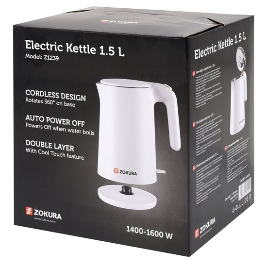 Electric kettle 1.5 L, 1600 W - Zokura