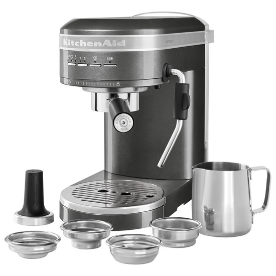 "Artisan" sähköinen espressokeitin, 1470W, "Medallion Silver" väri - KitchenAid merkki