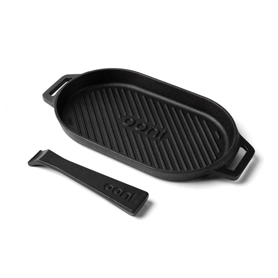 Cast iron frying pan/grill, with removable handle, 31 × 15.9 cm, "GRIZZLER" model - Ooni