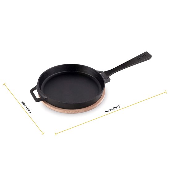 Cast iron frying pan, with removable handle, 25 cm, "SKILLET" model - Ooni