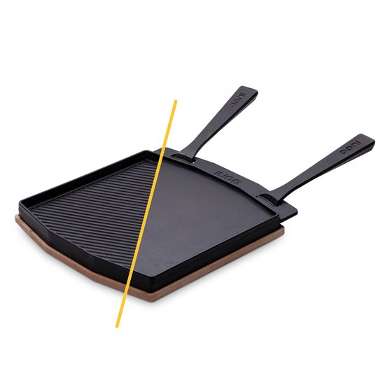 Cast-iron frying pan/grill with removable handle, 37 × 33 cm - Ooni