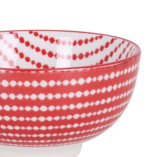 Japansk skål, porcelæn, 11cm, "Hana", Rød/Hvid - La Mediterranea
