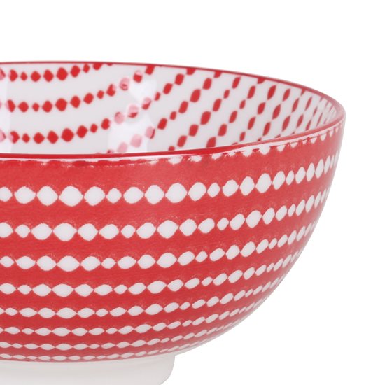 Cuenco japonés, porcelana, 15.5cm, "Hana", Rojo/Blanco - La Mediterranea