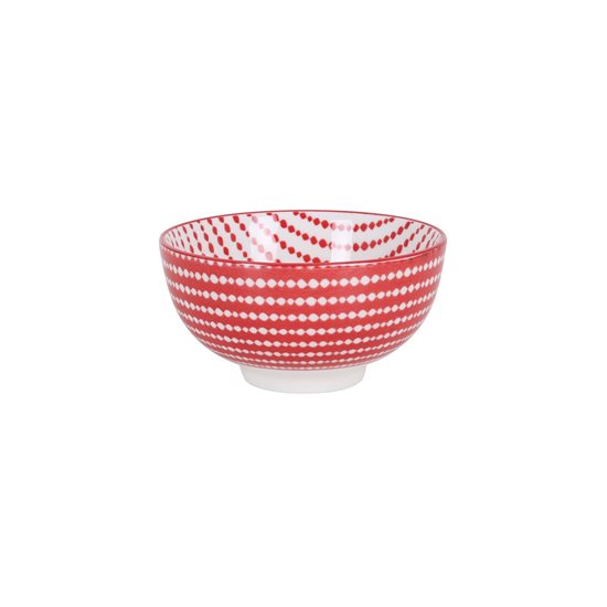 Japansk bolle, porselen, 11cm, "Hana", Rød/Hvit - La Mediterranea