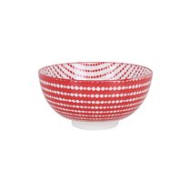 Japanese bowl, porcelain, 15.5cm, "Hana", Red/White - La Mediterranea