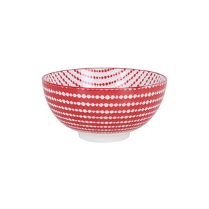 Japanese bowl, porcelain, 15.5cm, "Hana", Red/White - La Mediterranea