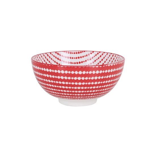 Japansk bolle, porselen, 15,5 cm, "Hana", Rød/Hvit - La Mediterranea