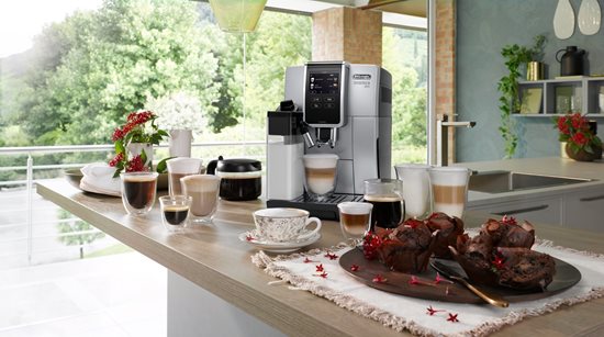 Automaattinen espressokeitin, 1450W, "Dinamica Plus", hopea - DeLonghi