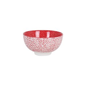 Japansk skål, porcelæn, 11cm, "Hana", Hvid/Rød - La Mediterranea