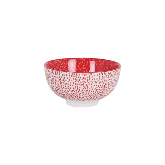 Japanska činija, porcelan, 11cm, "Hana", Bela/Crvena - La Mediteranea