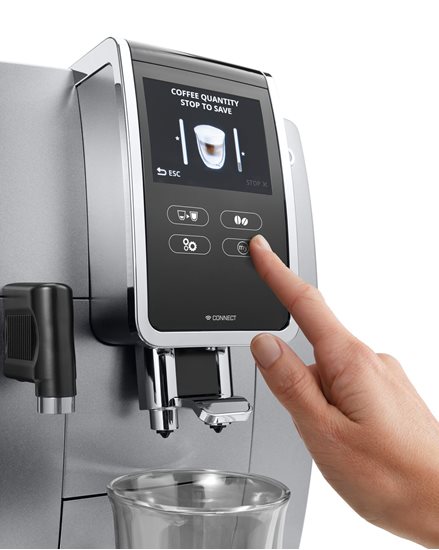 Cafetera espresso automática, 1450W, "Dinamica Plus", Plata - DeLonghi