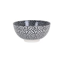 Japanese bowl, porcelain, 15.5cm, "Hana", White/Black - La Mediterranea
