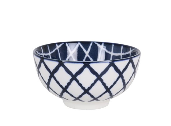 Cuenco japonés, porcelana, 11cm, "Hana", Blanco/Azul - La Mediterranea