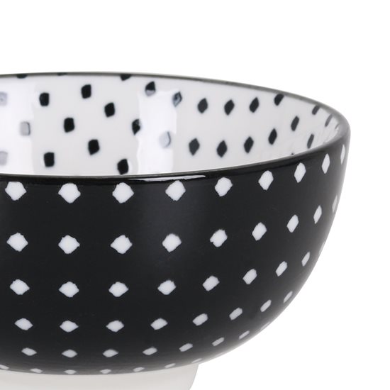 Japansk skål lavet af porcelæn, 11cm, "Hana", Black/White - La Mediterranea