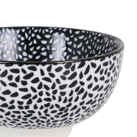 Japanese bowl, porcelain, 11cm, "Hana", White/Black - La Mediterranea
