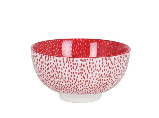 Japanese bowl, porcelain, 11cm, "Hana", White/Red - La Mediterranea