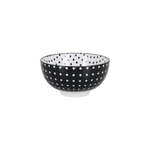 Japanese bowl made of porcelain, 11cm, "Hana", Black/White - La Mediterranea