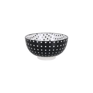 Miska japońska wykonana z porcelany, 11cm, "Hana", Black/White - La Mediterranea