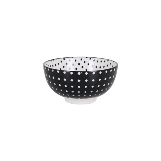 Porselenden yapılmış Japon kasesi, 11cm, "Hana", Black/White - La Mediterranea