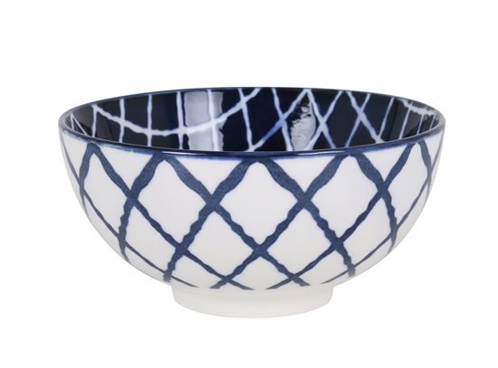 Japanese bowl, porcelain, 15.5cm, "Hana", White/Blue - La Mediterranea