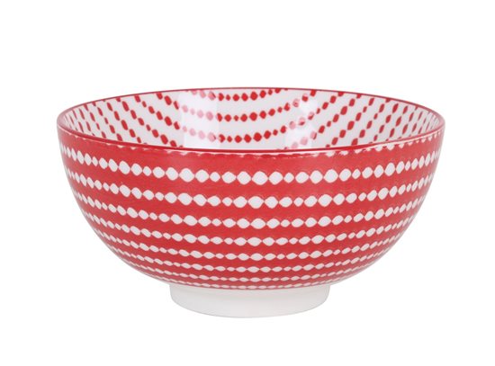 Japansk skål, porslin, 15,5 cm, "Hana", röd/vit - La Mediterranea