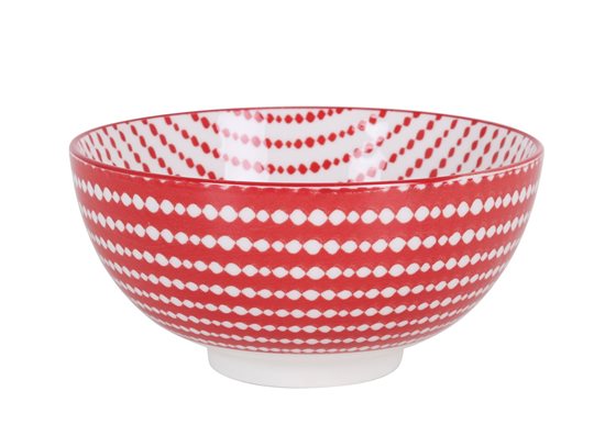 Cuenco japonés, porcelana, 15.5cm, "Hana", Rojo/Blanco - La Mediterranea