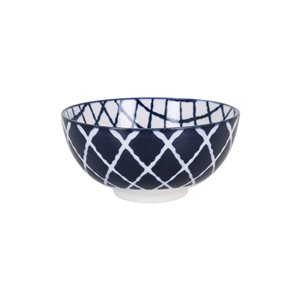 Japanese bowl, porcelain, 15.5cm, "Hana", Blue/White - La Mediterranea