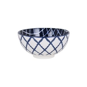 Japanese bowl, porcelain, 15.5cm, "Hana", White/Blue - La Mediterranea