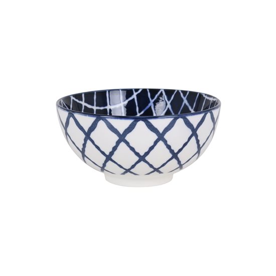 Tigela japonesa, porcelana, 15,5cm, "Hana", Branco/Azul - La Mediterrâneo