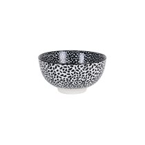 Japanese bowl, porcelain, 11cm, "Hana", White/Black - La Mediterranea