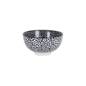 Japanese bowl, porcelain, 11cm, "Hana", White/Black - La Mediterranea