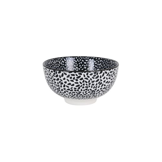 Japanese bowl, porcelain, 11cm, "Hana", White/Black - La Mediterranea