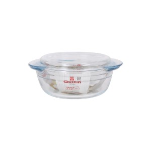 Round bowl with lid, made from glass, 1.1 L - Quttin