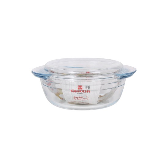 Round bowl with lid, made from glass, 1.1 L - Quttin
