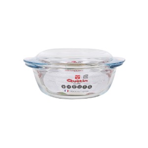 Round bowl with lid, made from glass, 1.6 L - Quttin