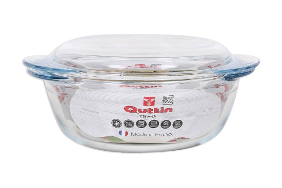 Round bowl with lid, made from glass, 1.6 L - Quttin