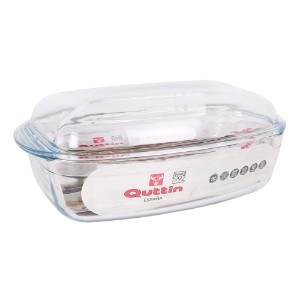Rectangular glass bowl with lid, 4.4L - Quttin brand