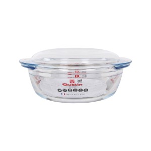 Round bowl with lid, made from glass, 2.2 L - Quttin