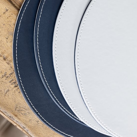 Súprava 4 stolových podložiek, 29 cm, syntetická koža, sivá/modrá - Kitchen Craft
