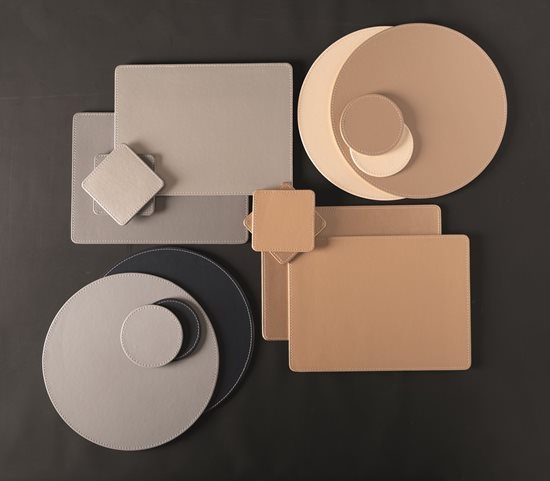Lot de 4 sets de table, 29 cm, cuir synthétique, gris/bleu - Kitchen Craft